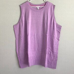 Isaac Mizrahi Live! Novelty Stitch Sweater Tank - Lilac (Sz 5X) a469919